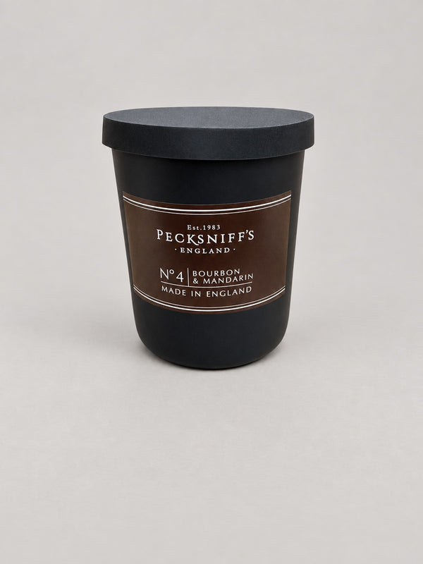 Pecksniff's No.4 Bourbon & Mandarin candle 100g – studio photo