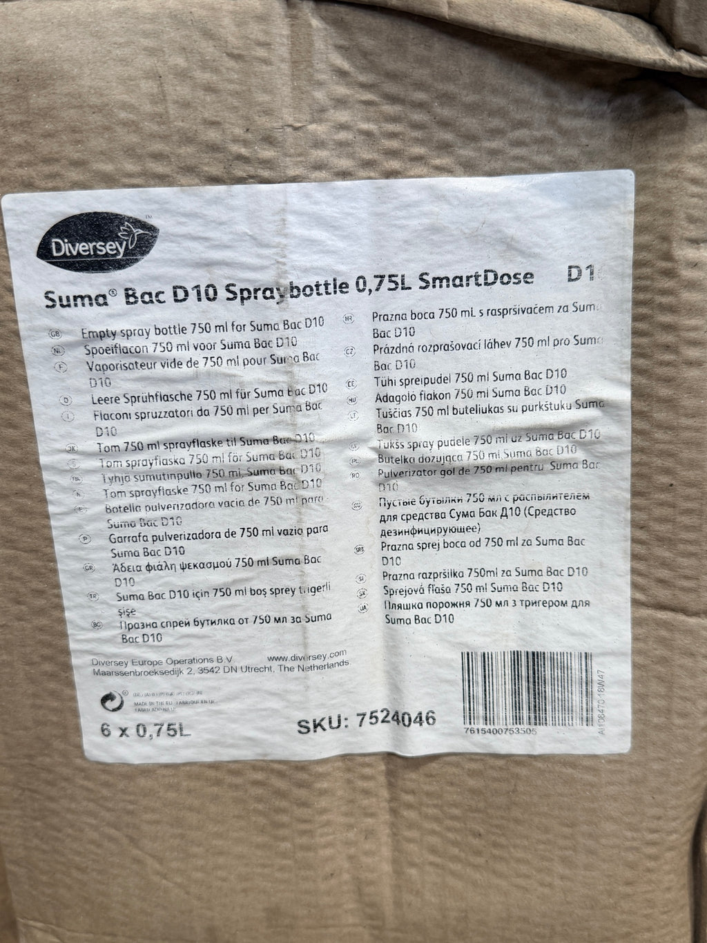 Suma Bac D10 Spraybottle 0,75L SmartDose box label – actual stock