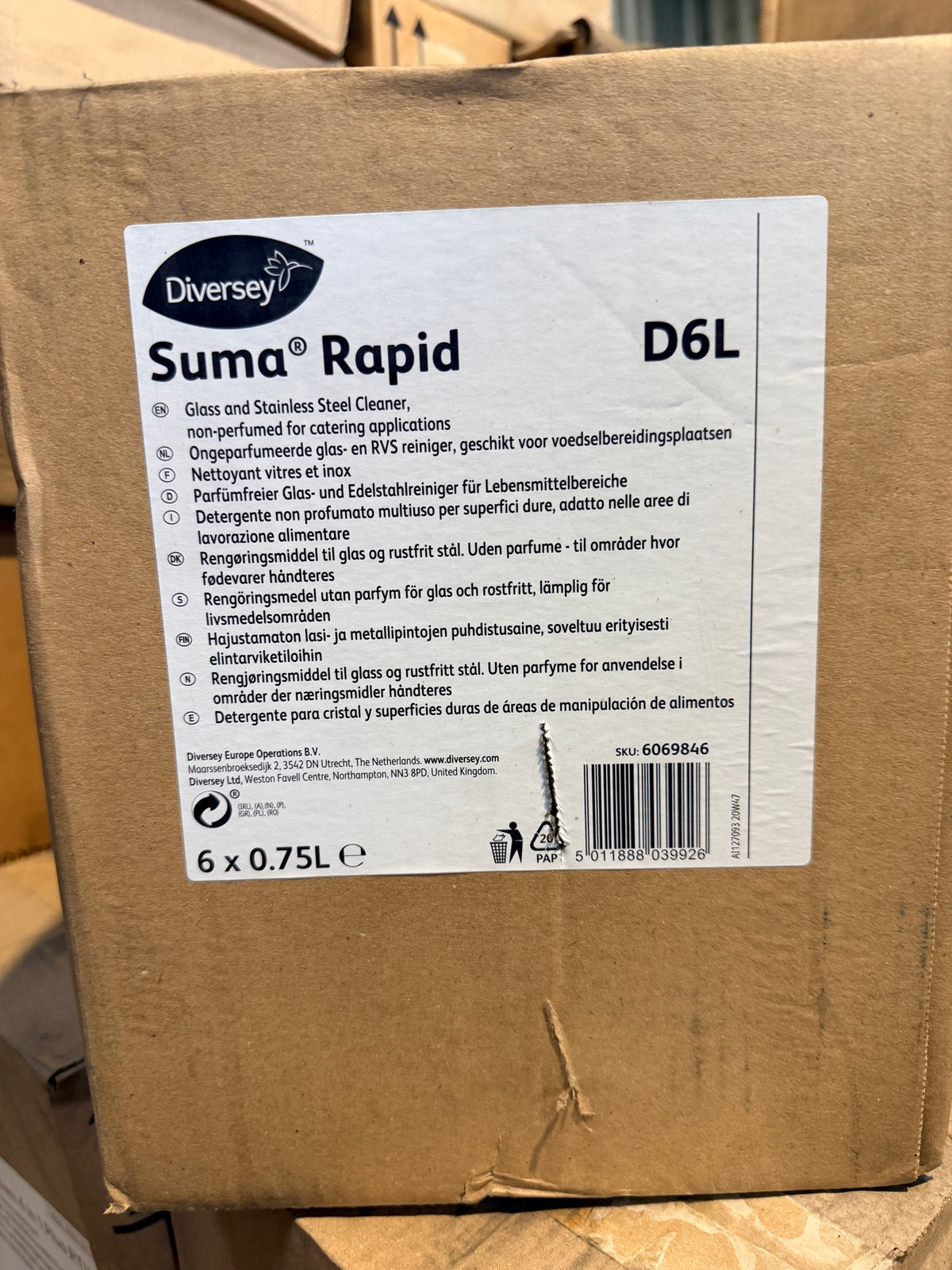 Suma Rapid D6L 6 x 0.75L case label – actual stock