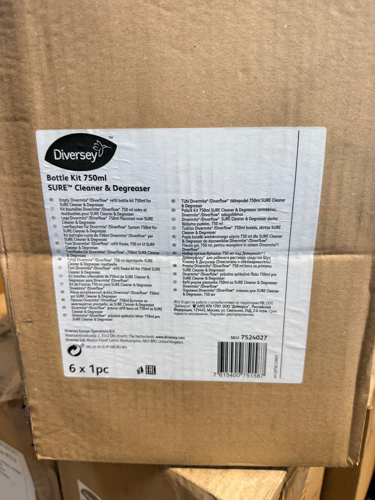 SURE Cleaner & Degreaser Bottle Kit case label – actual stock