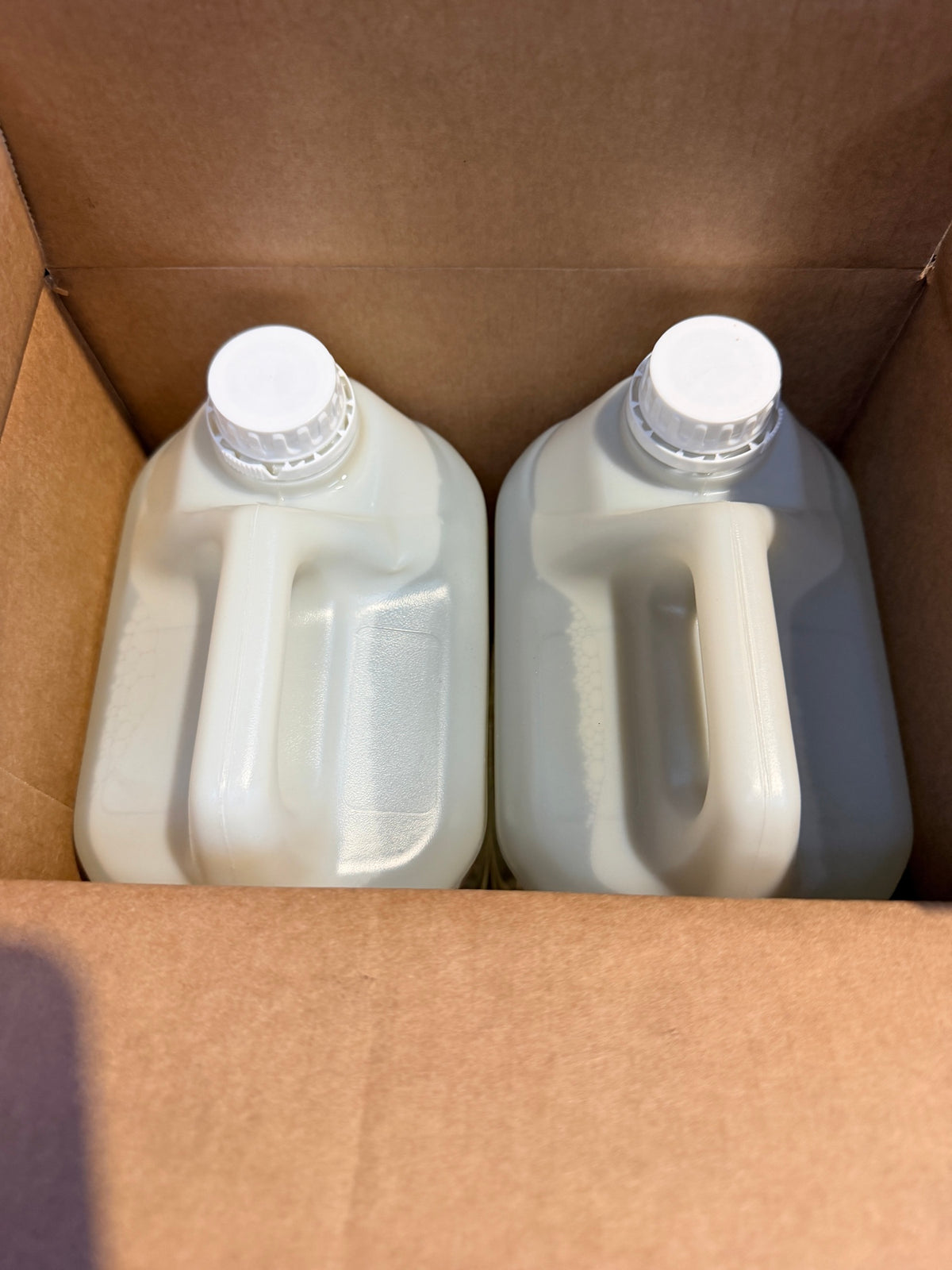 SURE Descaler case opened showing two sealed 5L canisters
