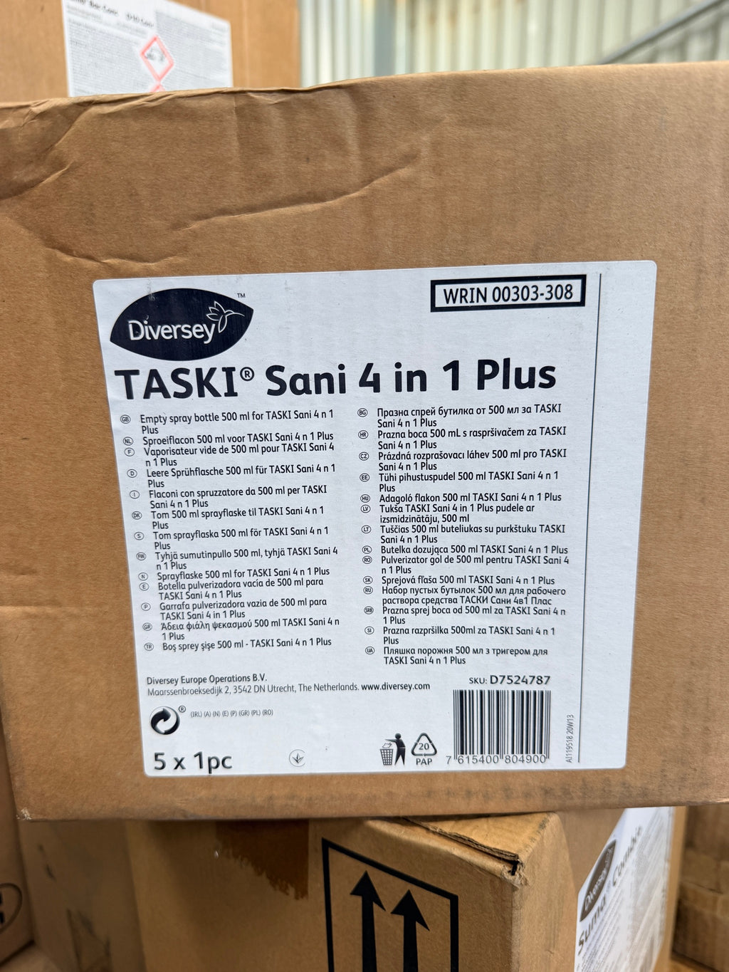 TASKI Sani 4 in 1 Plus empty spray bottle box label, 5 x 1pc – actual stock