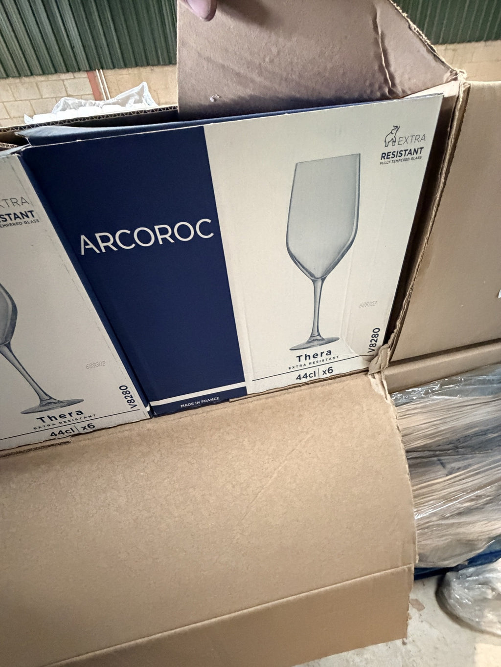 Arcoroc Thera Extra Resistant Wine Glasses 44cl – actual stock photo 1