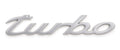 Silver-coloured aftermarket turbo script badge