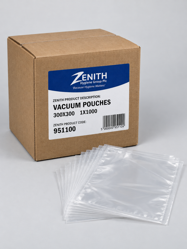 Zenith vacuum pouches 300 x 300mm box of 1000 – studio image