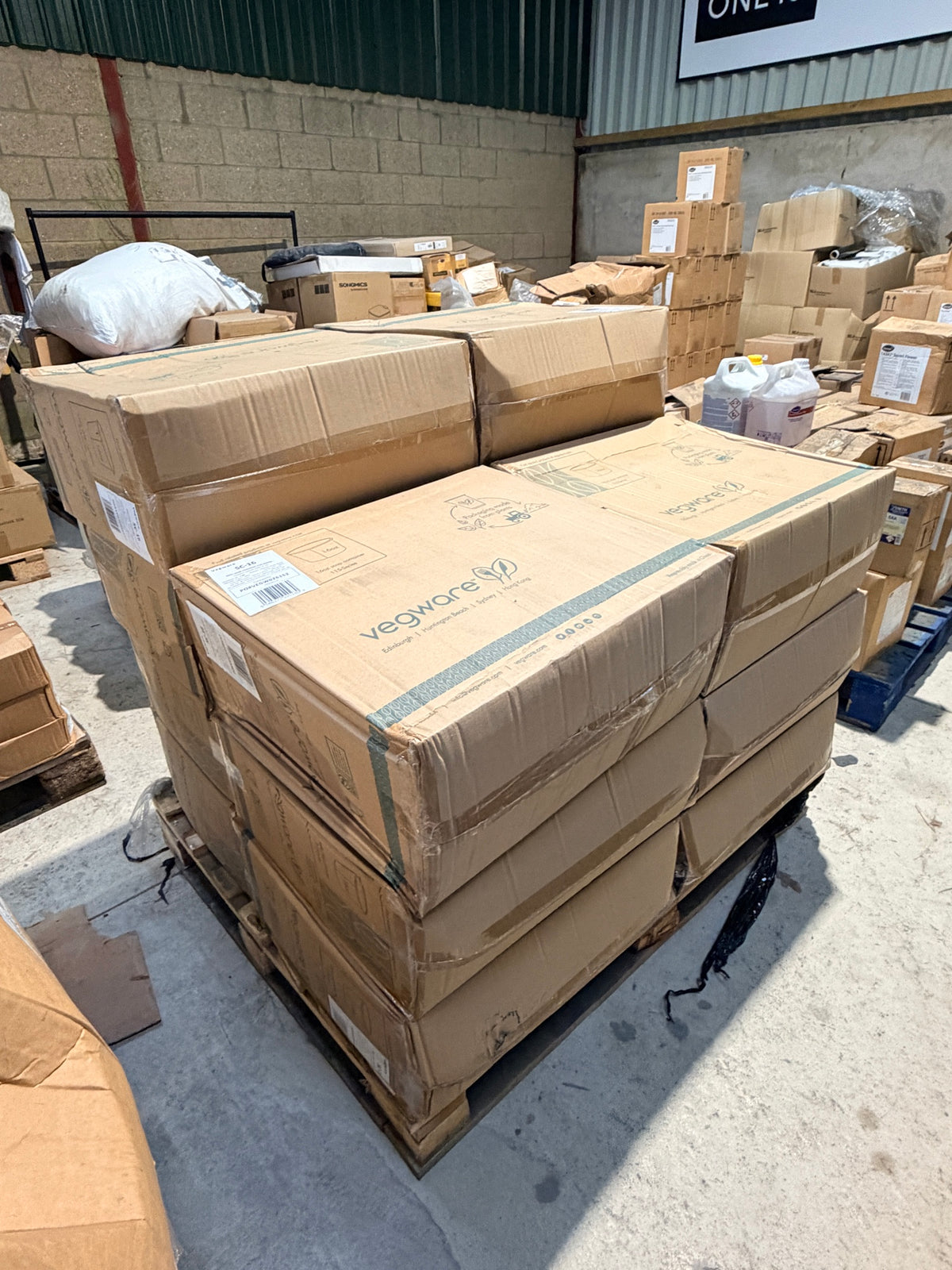 Pallet of 14 sealed Vegware SC-16 16oz soup container cases