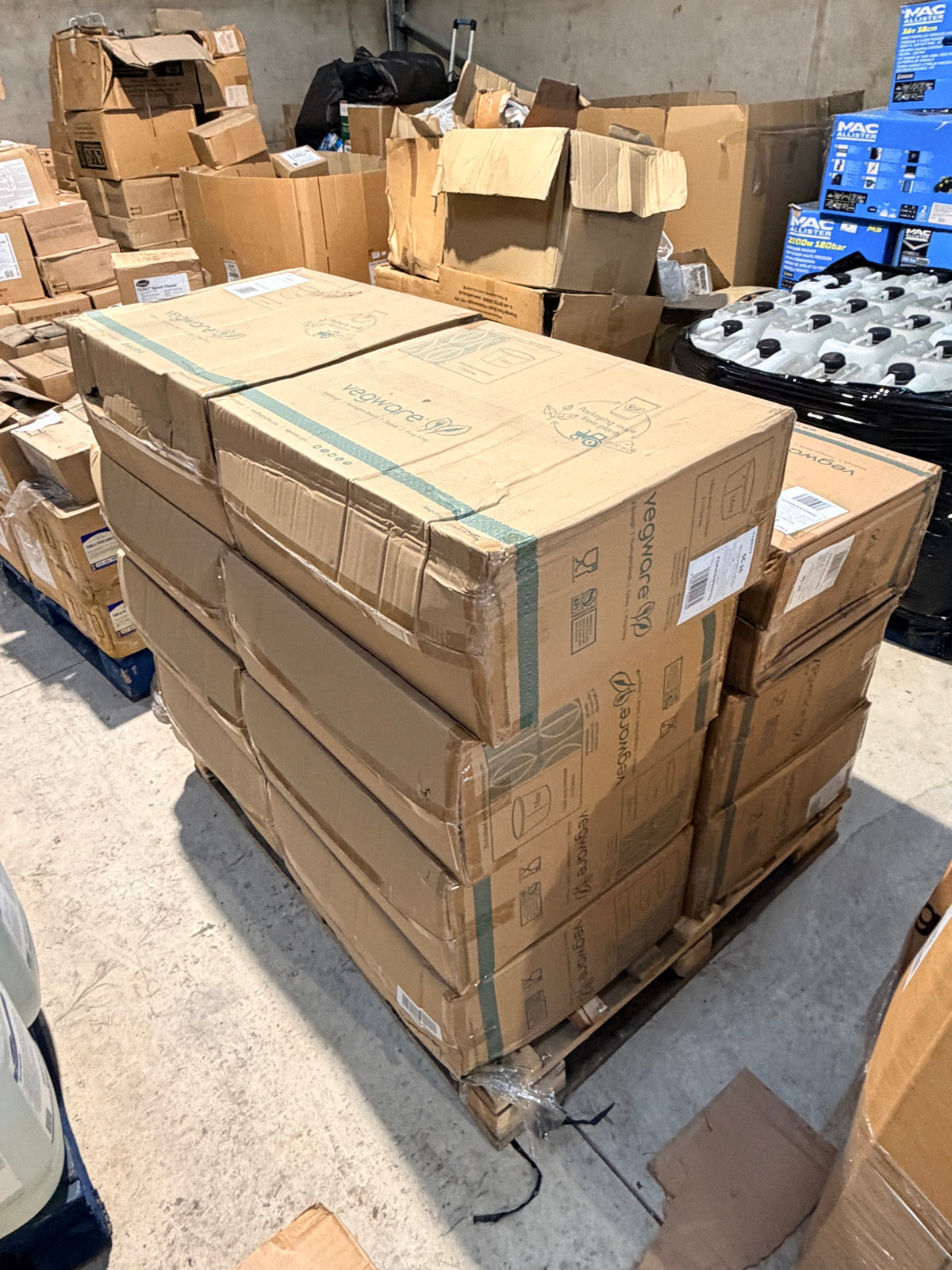 Vegware SC-16 soup container cases on pallet – side view