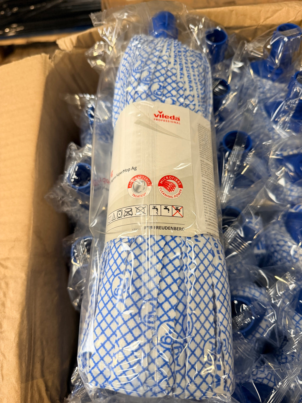 Vileda Professional SuperMop Ag blue mop head in wrapper