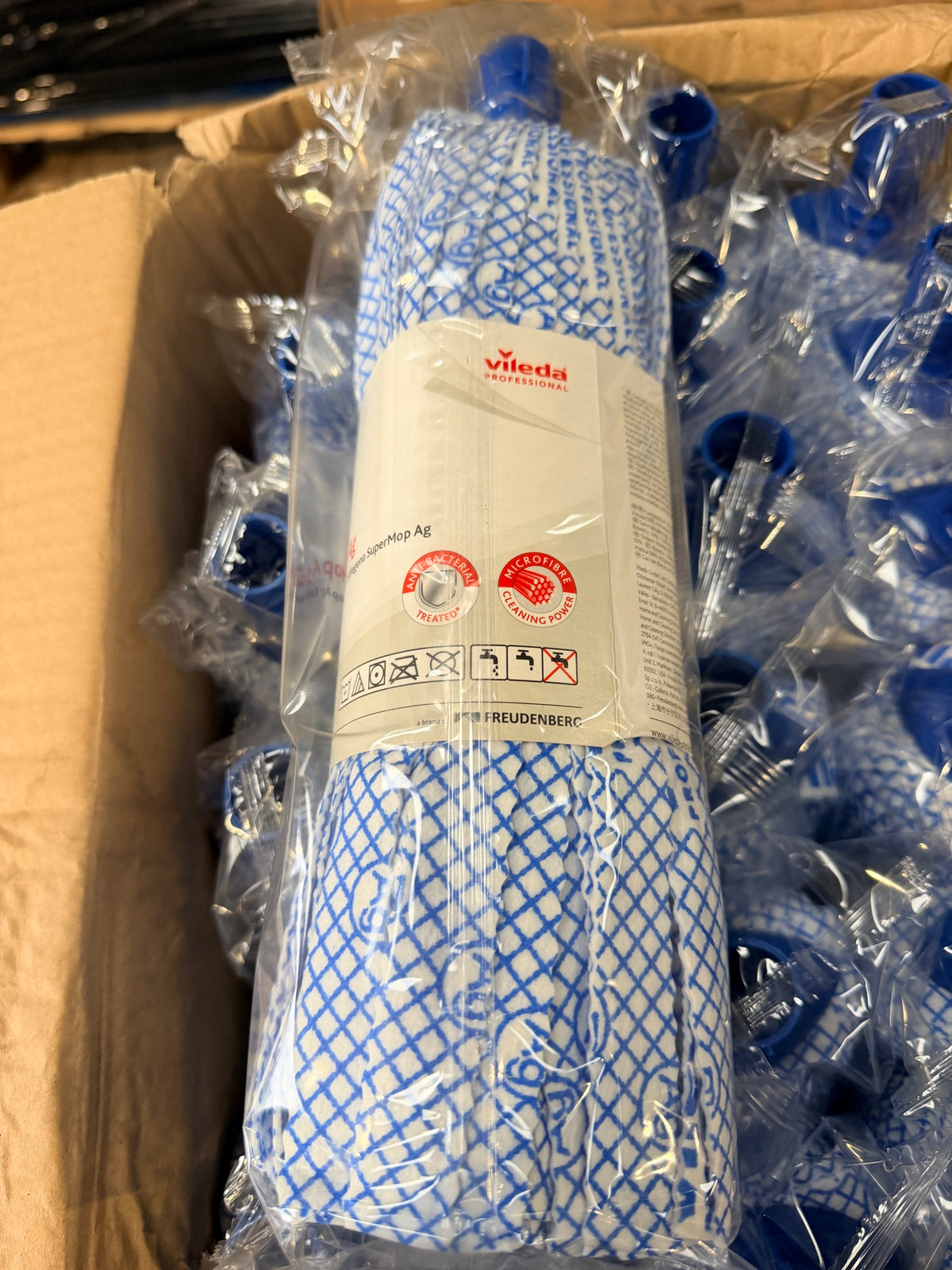 Vileda Professional SuperMop Ag blue mop head in wrapper