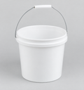 White plastic bucket with steel wire handle – studio image
