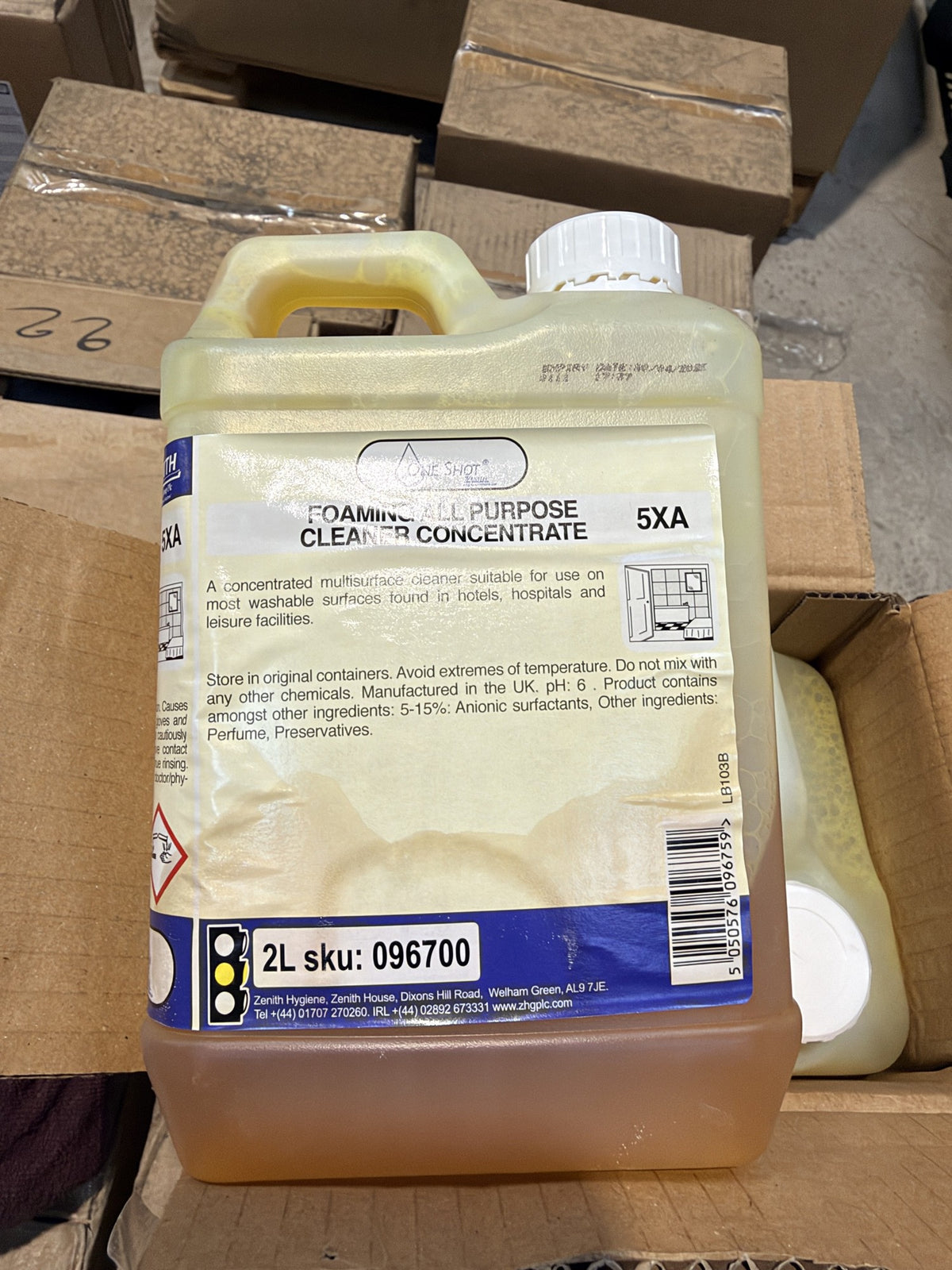 Zenith 5XA Foaming All Purpose Cleaner Concentrate – actual stock photo 2